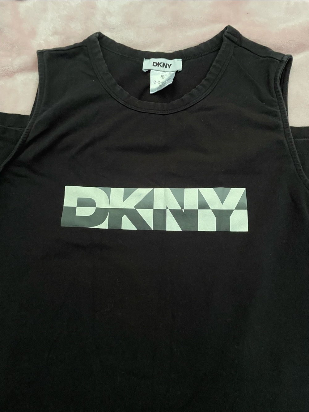 DKNY Black Tank Top with White Logo